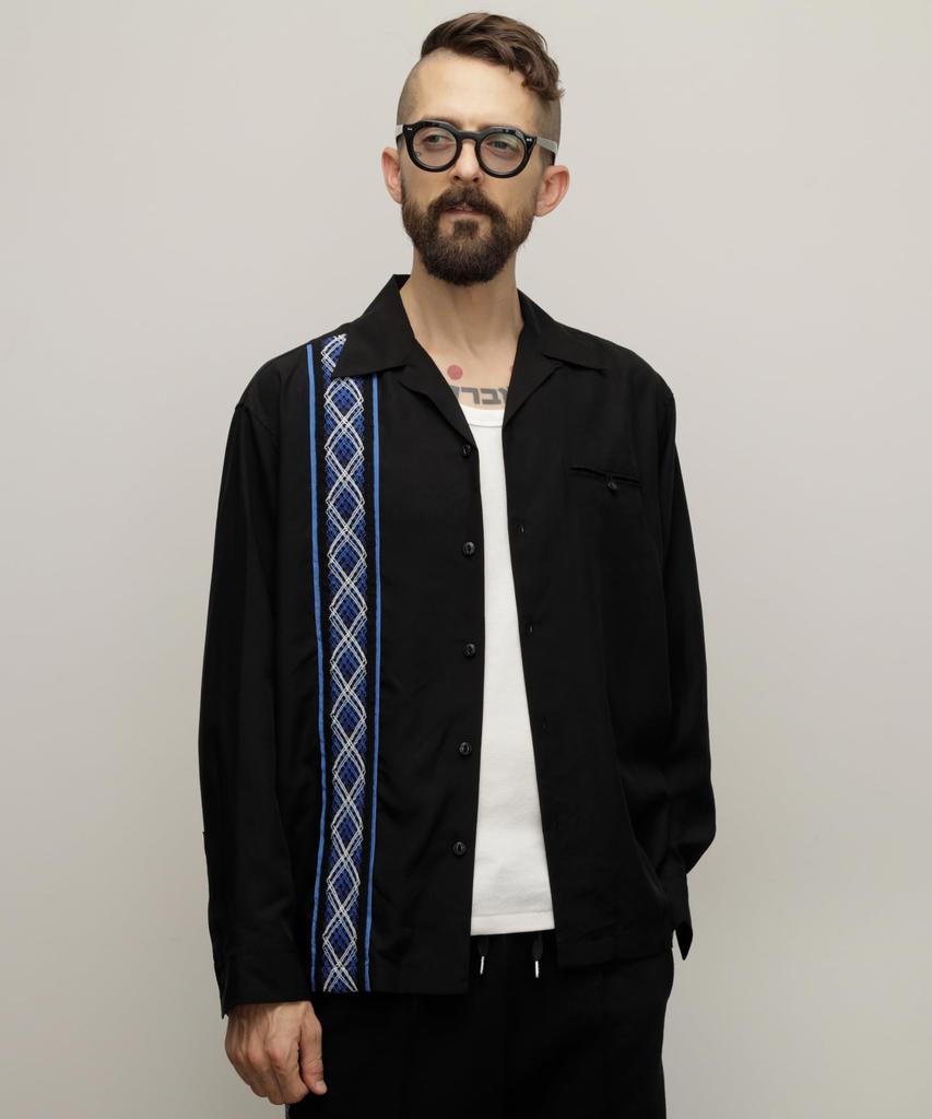 Schott NYC Braid Lyocell Long Sleeve Shirt, Men's, Size M, Black (782-4120003)