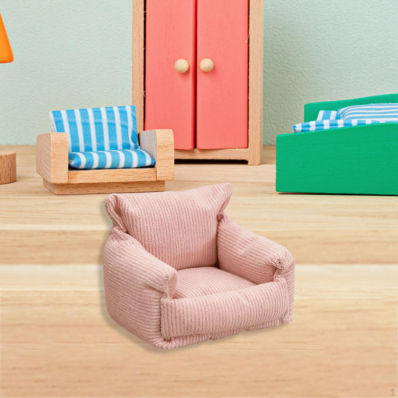 

Dollhouse Couch Arm Chair 1/12 Scale Accessories Multifunctional Living Room Miniature Sofa розовый