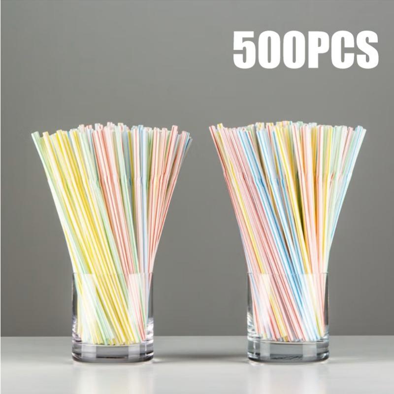 Disposable Art Long Straw Bendable Color Food Grade Beverage Handmade Milk Tea 100 Pack
