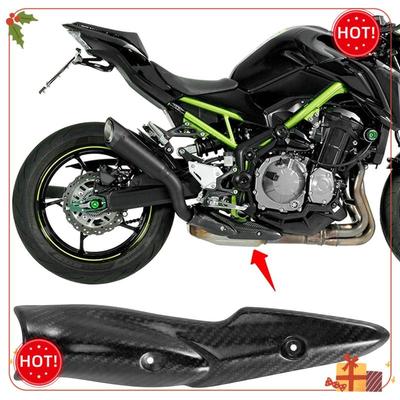 Langlebig-Für Kawasaki Z900 2017- Motorrad-Auspuffanlage Mittelrohr Kohlefaser Hitzeschutz Abdeckung Schutz Anti-Verbrühung