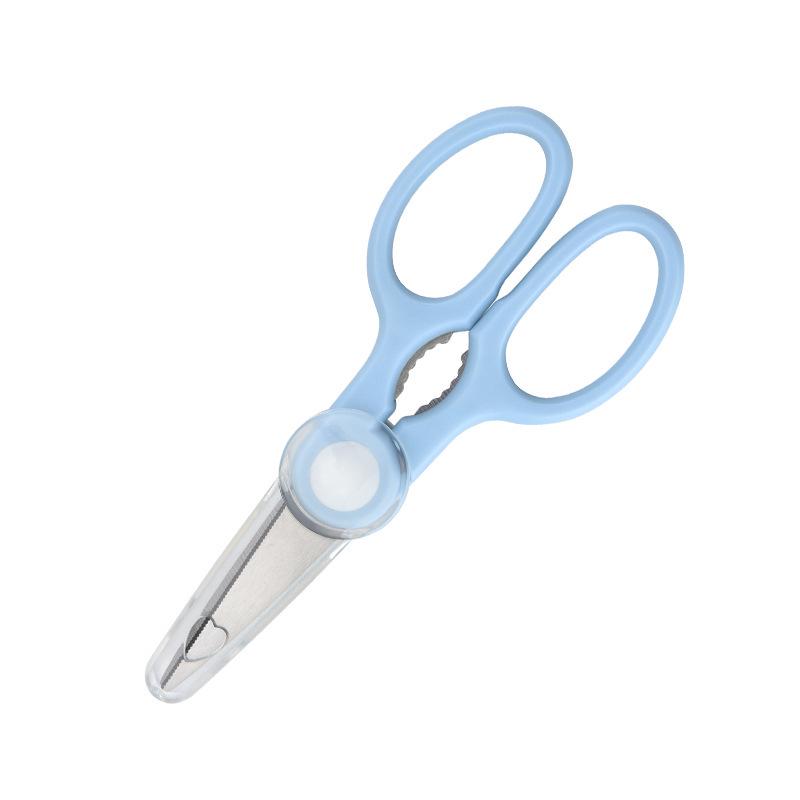 Dora Dobu Baby Food Scissors - Portable Stainless Steel Meat & Vegetable Cutter with Dust Cover