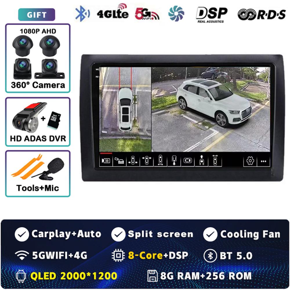 Android 14 Car Radio For Fiat Stilo 2002 - 2010 Player Multimedia GPS Navigation Stereo CarPlay Auto Video WIFI+4G BT DSP 2 DIN