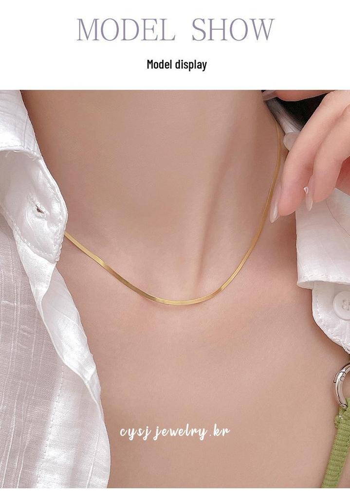 Cui Yan S925 Sterling Silver Minimalist Snake Chain Necklace for Men and Women – Versatile Korean Style Choker
