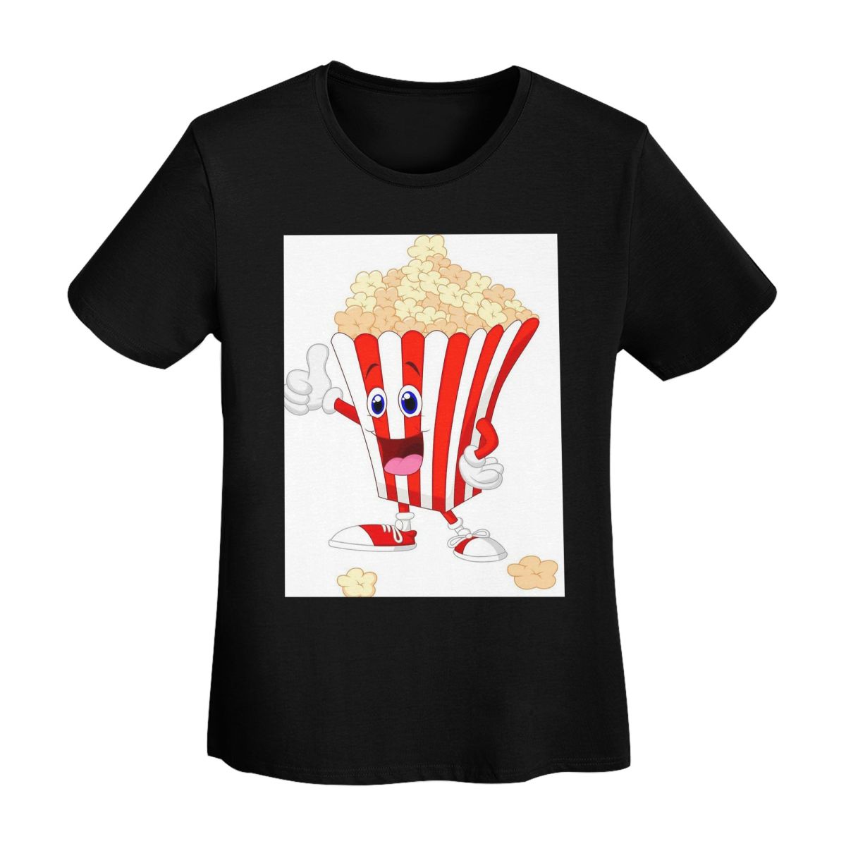 

Popcorn Cartoon Art TShirt Women Short Sleeve T Shirts Crew Neck Clothes Cotton Summer Tees Streetwear 2XL