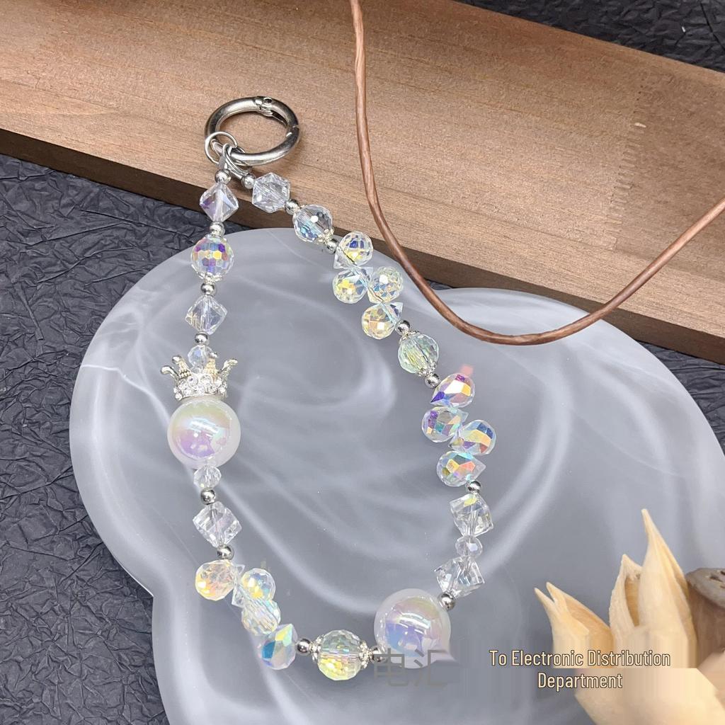 Crystal Rhinestone Crown Phone Lanyard & Keychain - Cute Charm Accessory & Small Gift