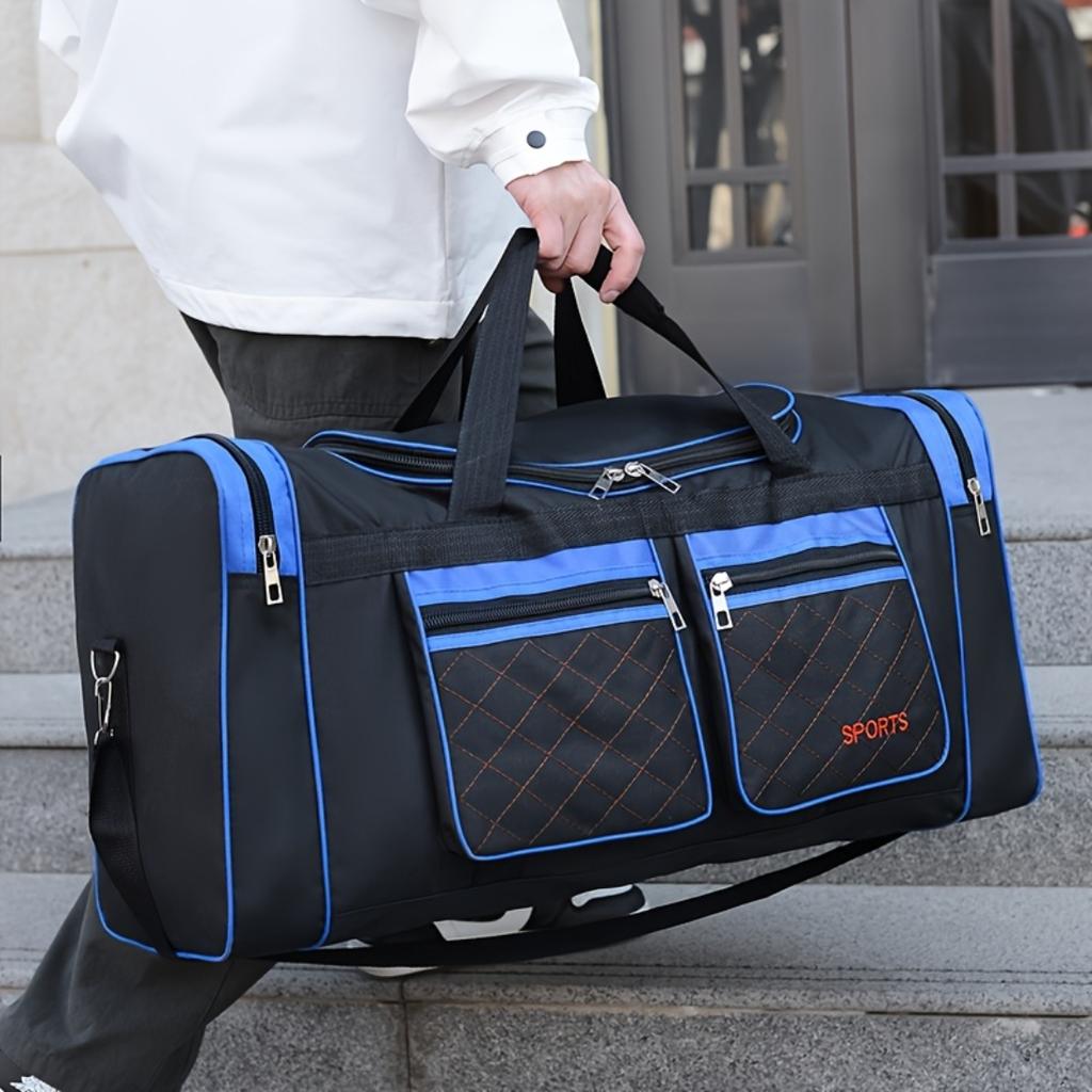 Foldable Travel Bag, Multi Pocket Sports Duffle Bag, Lightweight Foldable Luggage Handbag For Outdoor Sports, Travel And Daily Storage