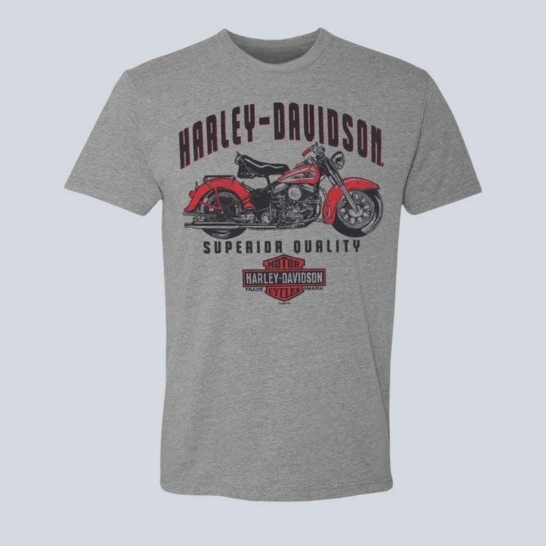 Motorcycle Ride Graphic T-Shirt Men Gray Tri-Blend Tee L