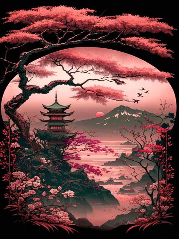 

Потрясающий пейзаж Личность DIY Полная дрель Алмазная декоративная живопись Full Round 20x30CM