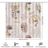 Contemporary Print Shower Curtain Set For Bathroom Decor Simple Modern Design With Face Shapes In Pink Beige Colors (180X274Cm)