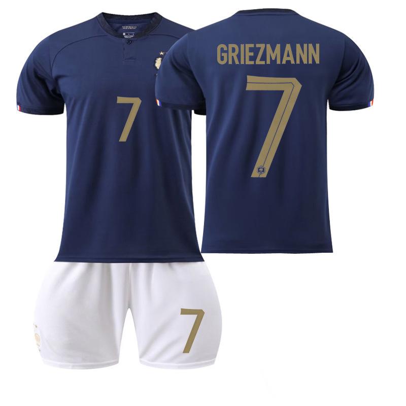 French national team home jersey number Mbappe Griezmann adult football jersey suit men's