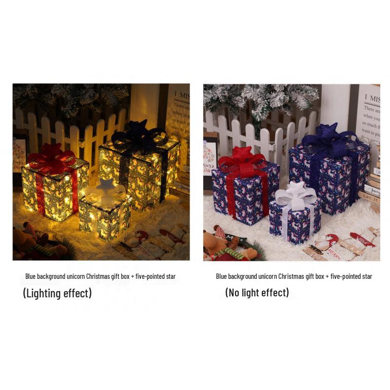 Cross-Border Christmas Luminous Gift Box Set: Outdoor Decorative Lights for Courtyard & Mall Display