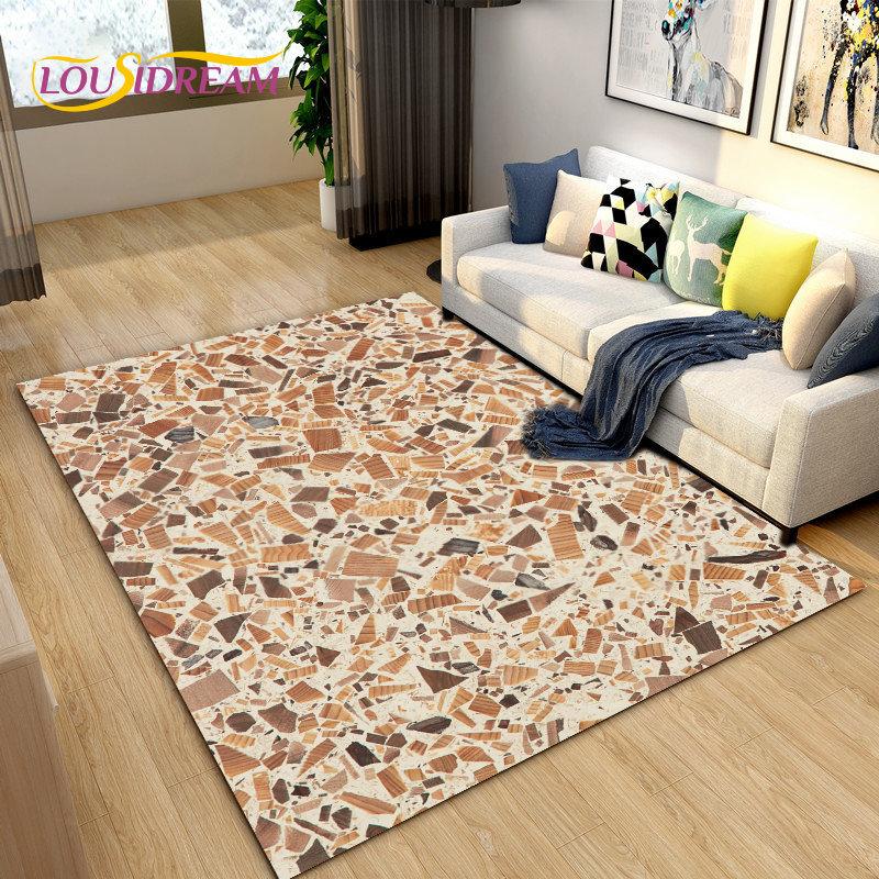3D Crushed Stone Path Colour Gravel Area Rug Large,Carpet Rug for Living Room Bedroom Sofa Doormat Decoration,Non-slip Floor Mat