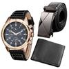Herrenuhr+Geldbörse+Gürtel Set Männers Geschenk für Vatertag Geburtstagsgeschenk 3 Stück/Set