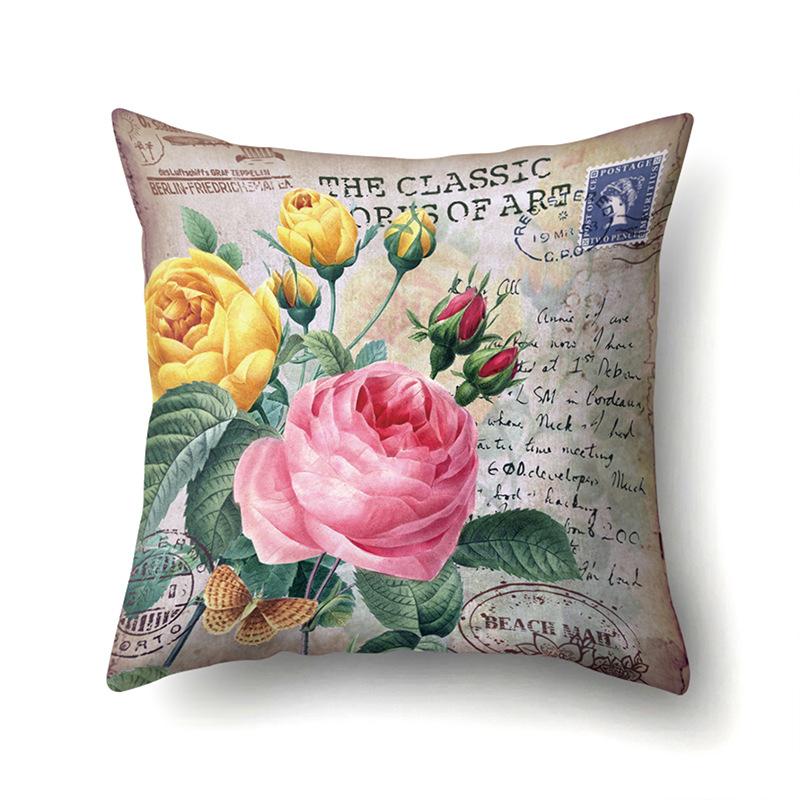 Polyester Pillowcase Automobile Decoration Retro Print Pillowcase Waist Cushion Cover Tower Bedside Cushion Cover