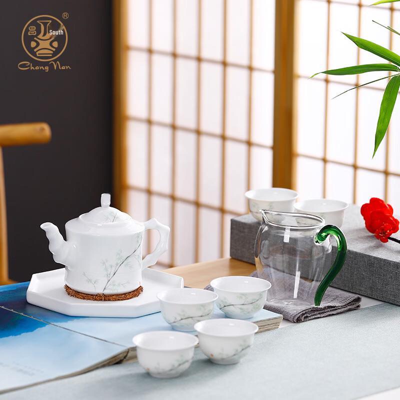 Changnan Jingdezhen White Porcelain 8-Piece Tea Set