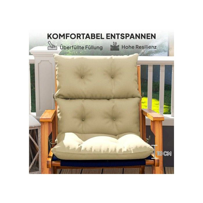 Stuhlkissen - MUVOE - 115x56 cm - Beige - Dicke 10 cm - Befestigungsbänder