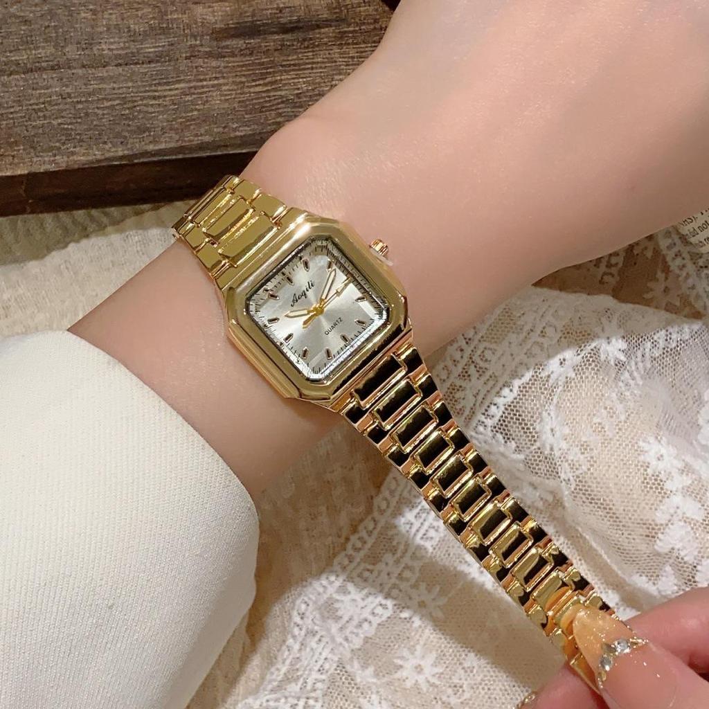 Elegant Gold Square Women's Quartz Watch - Chinese Style Business & Student Wear