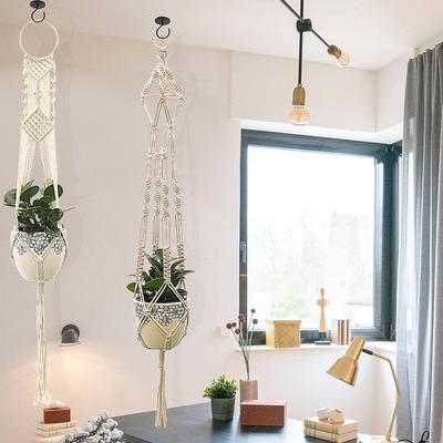 Macrame Handmade Plant Hanger Baskets Cotton Rope Hanger Flower Pot Wall Decor Courtyard Garden Hanging Planter Garden Supplies