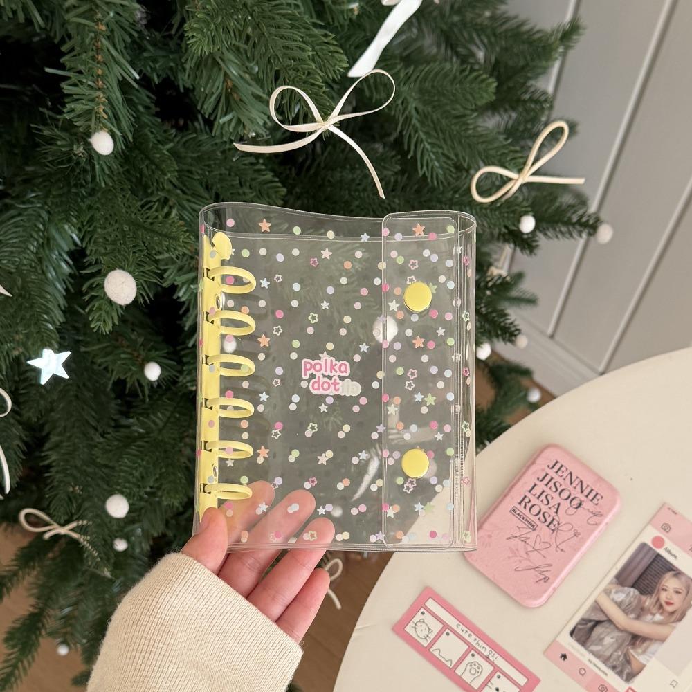 Portable A7 Photo Album PVC Loose-leaf Postcards Holder Clear Bow Star Design Photo Card Holder Students