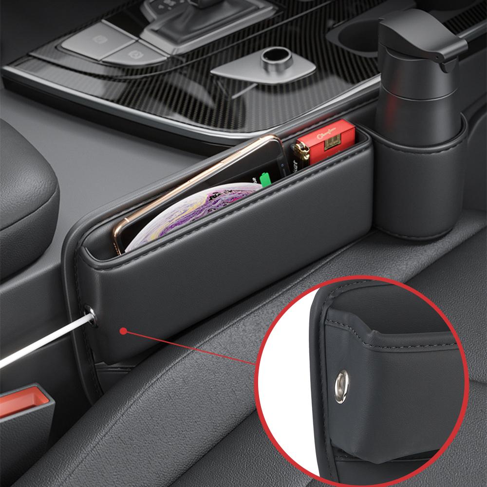 Multifunktional mit Getränkehalter, Autositzlücken-Organizer, Pu-Leder, seitliche Aufbewahrungsbox für die Autokonsole für Mobiltelefone
