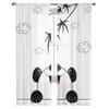 Panda Tecknad Tyll Skira Fönstergardiner För Vardagsrum Sovrum Moderna Chiffong Voile Organza Gardiner Dekor Draperier