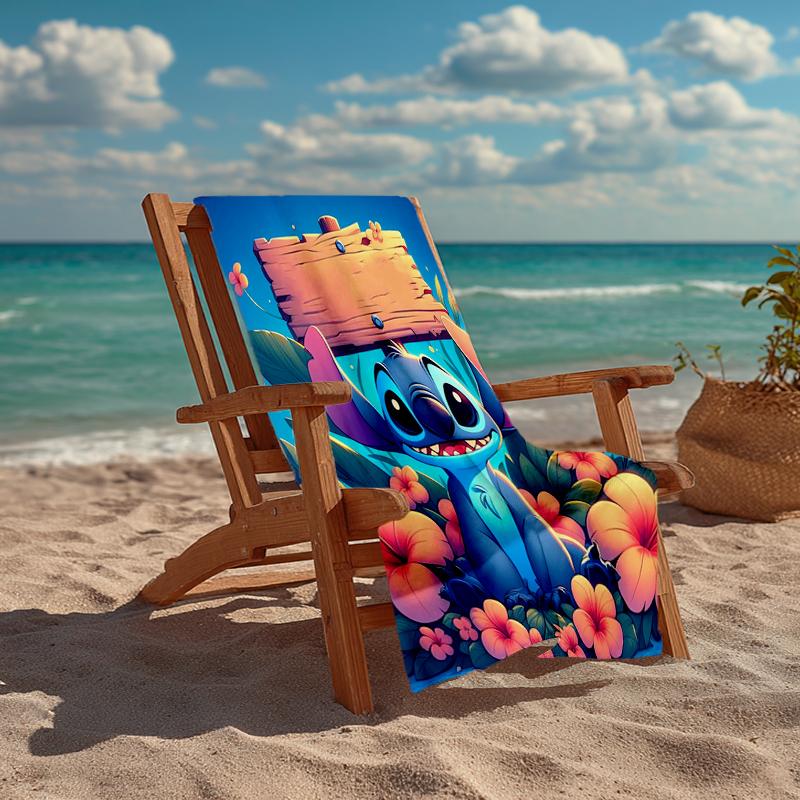 Ultra-Soft Beach Towel with Stitch Theme,Ideal for Pool - Camping, Diving - Perfect Travel Essential, Vibrant Beach Towel.
