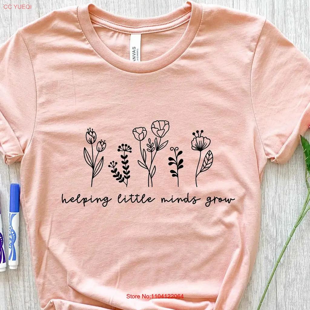 Helping Little Minds Grow T Shirt Back To School Teacher Eleunisextary Kindergarten Vintage Homme Designer Clothes Stylish