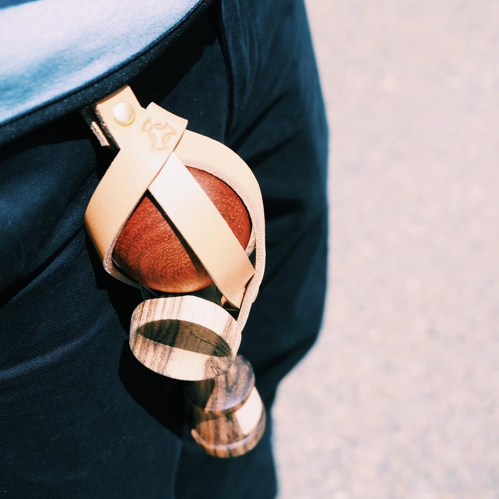 TOKYO KENDAMA Kendama Genuine Tochigi Leather and Made In Japan Holder, Green, Brass,