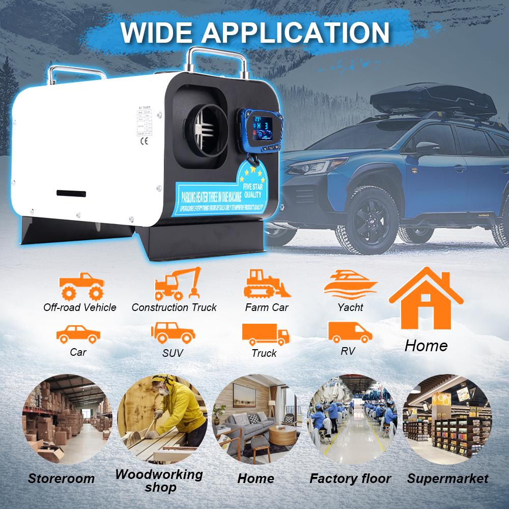 5/8KW Diesel Air Heater 12V/24V/220V Three-in-one White Horizontal Car Heater for Car Truck Boat RV Parking Diesel Heater