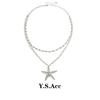 Minimalist Star Double Silver Starfish Beaded Necklace Long Sweet And Cool Spice Girl Style Accessories Women
