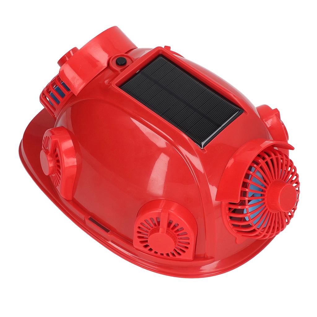 Casco de Seguridad Solar Rojo con 6 Ventiladores Doble Aire Acondicionado Bluetooth Casco de Choque 12000mAh