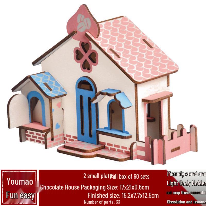 DIY 3D Wooden Building Puzzle - Children's Educational Assembly Toy