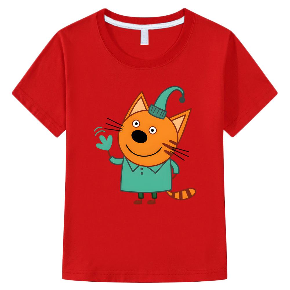 

2026 НОВЫЙ Детская футболка Kid-e-cats Мальчики Девочки Дети мультфильм Одежда Футболки с коротким рукавом Модная уличная одежда Манга/Комикс Футболки Малыш Милая футболка 100 красный