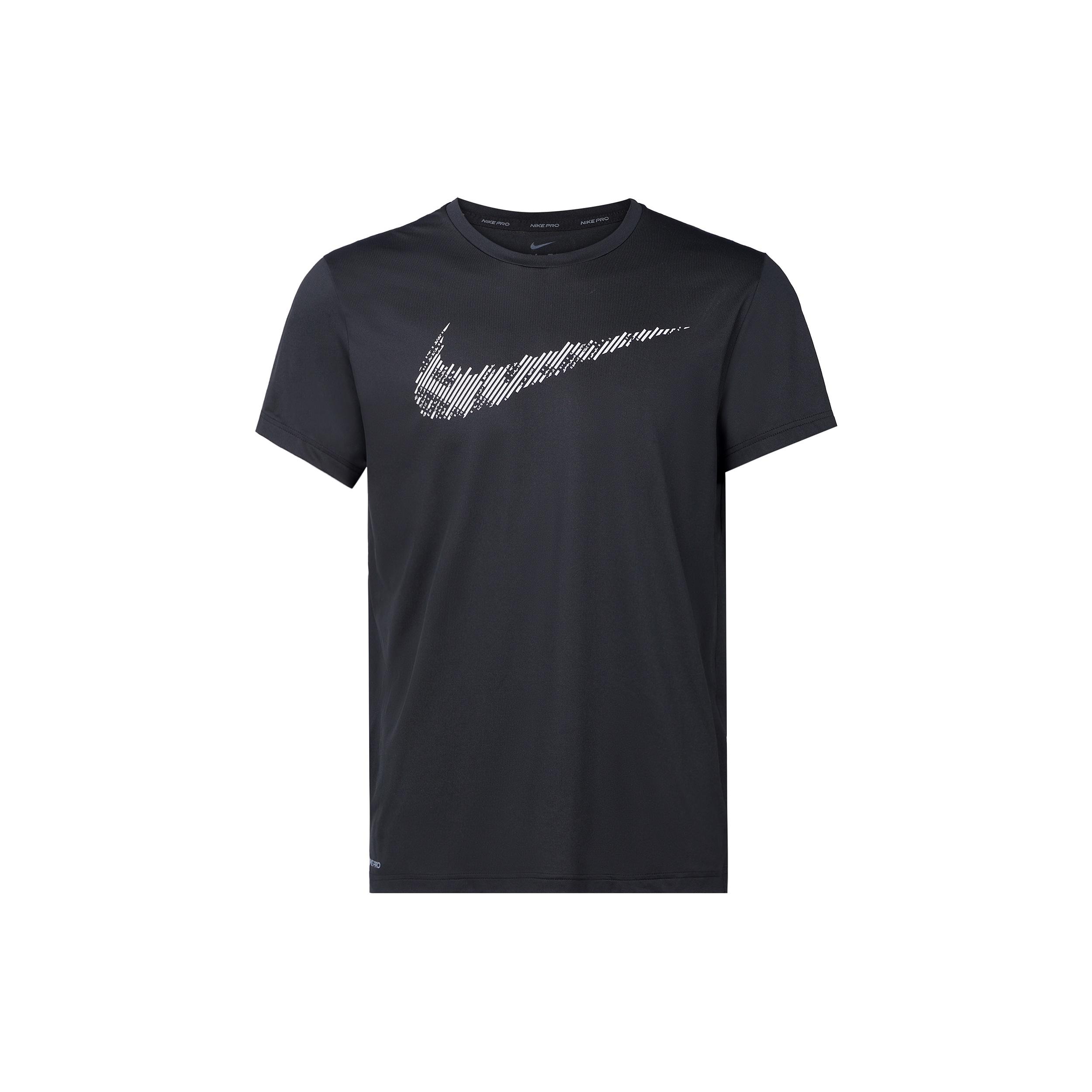 Nike Stripe Logo Printing Training Sports Short Sleeve Black Men s DD1622-010 S