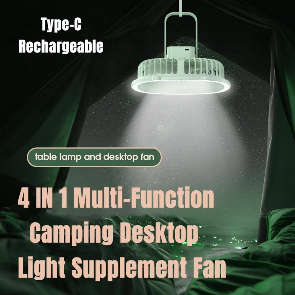 Multi-function Desktop Fan With LED Light Rechargeable Camping Ceiling Portable Fans  Electric USB Charging Cooling Appliances