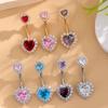 Stainless Steel Zircon Navel Ring Love Body Piercing Jewelry Double Heart Belly Button Ring  Women