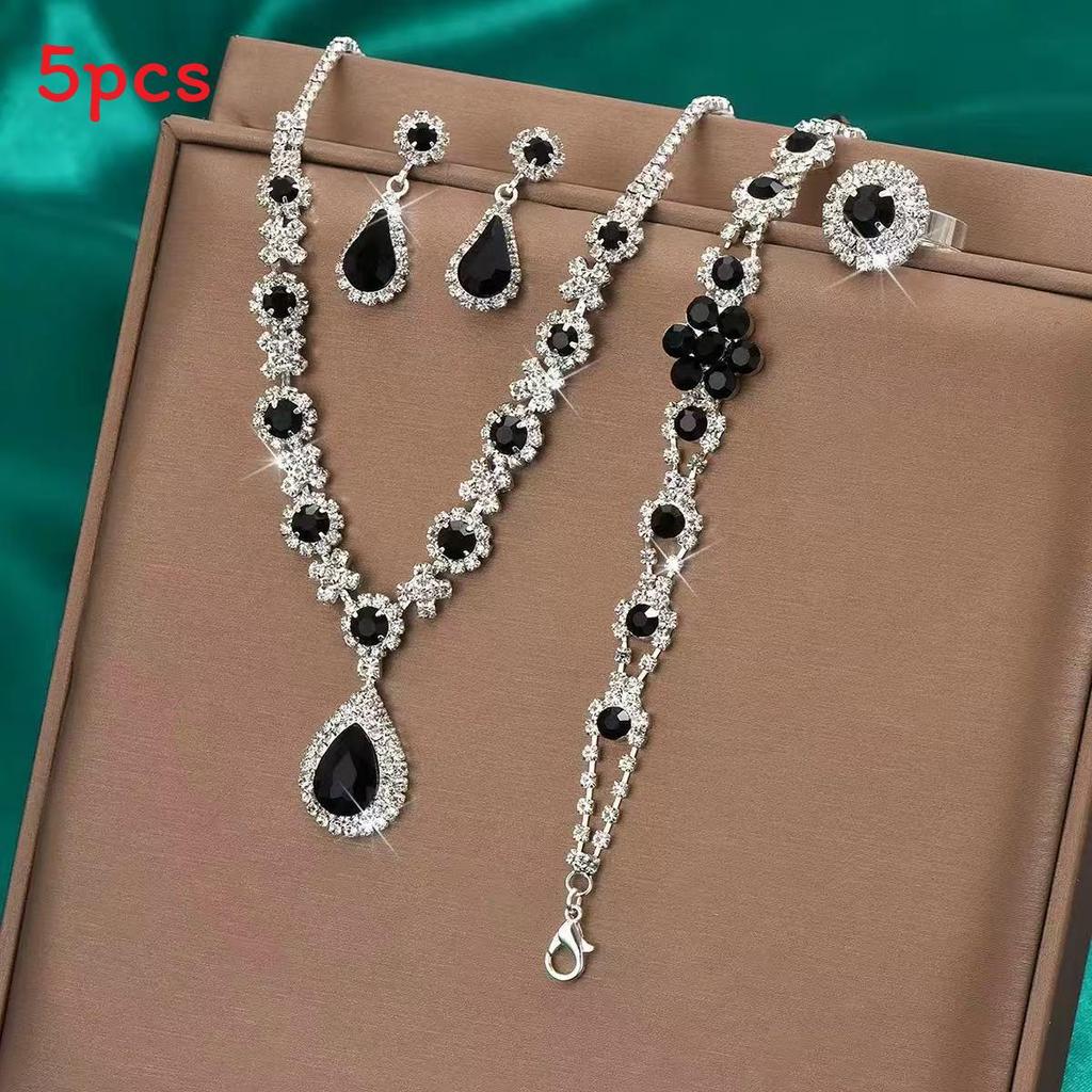 Water Drop Bridal Jewelry Set With Rhinestone Earrings And Necklace For Elegant Wedding Accessories