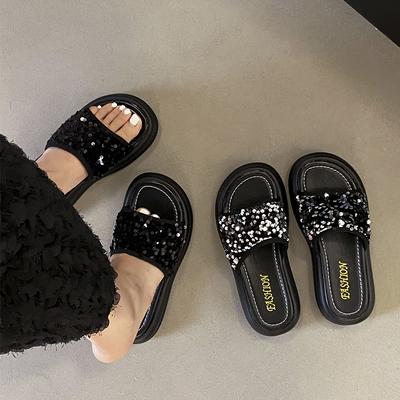Muffin Dicksohle coole Hausschuhe Damen Sommerbekleidung neue Damen Ein-Wort Pantoletten hochwertig schöne Strandsandalen