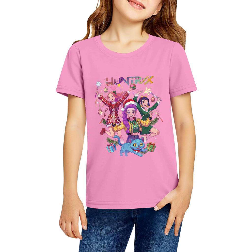 Fashionable Round Neck Short Sleeve Work Clothes Printed Tops For KID Summer Tops