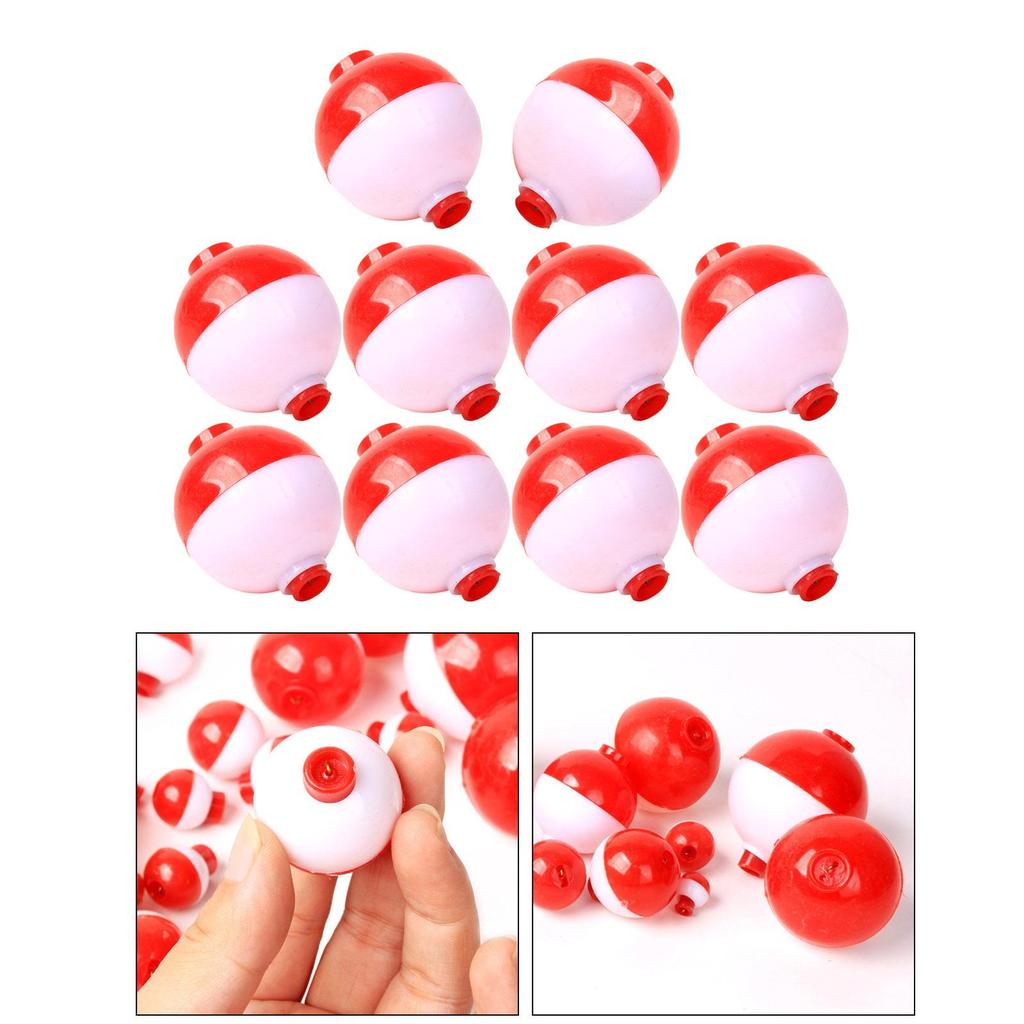10 Pack Bobber Bulk Hard Plastic Fishing Float, Fishing Bobbers Snap-on Floats, Red and White