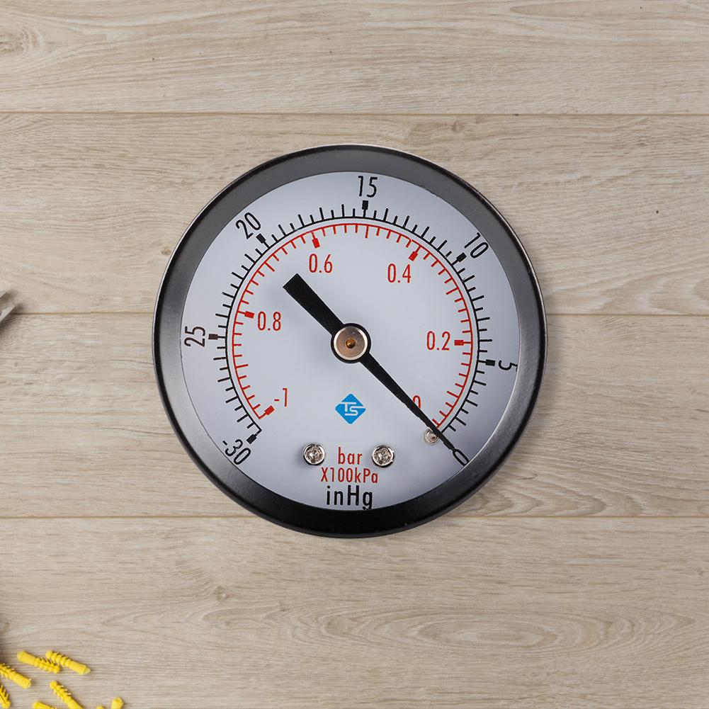 50mm Face Double Scale Pressure Gauge 0~-30nhg 0~-1Bar Vacuum Manometer Mini Dual Scale Dial Gauge Vacuum Pressure Meter