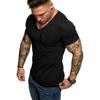 Lässiges Herren einfarbiges Kurzarm V-Ausschnitt Slim Fit Fitness T-Shirt Bluse Top