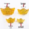 Gold Ingot Ornaments Set: Small, Medium, Large Yellow Crystal Wealth Decorations for Home and Living Room.