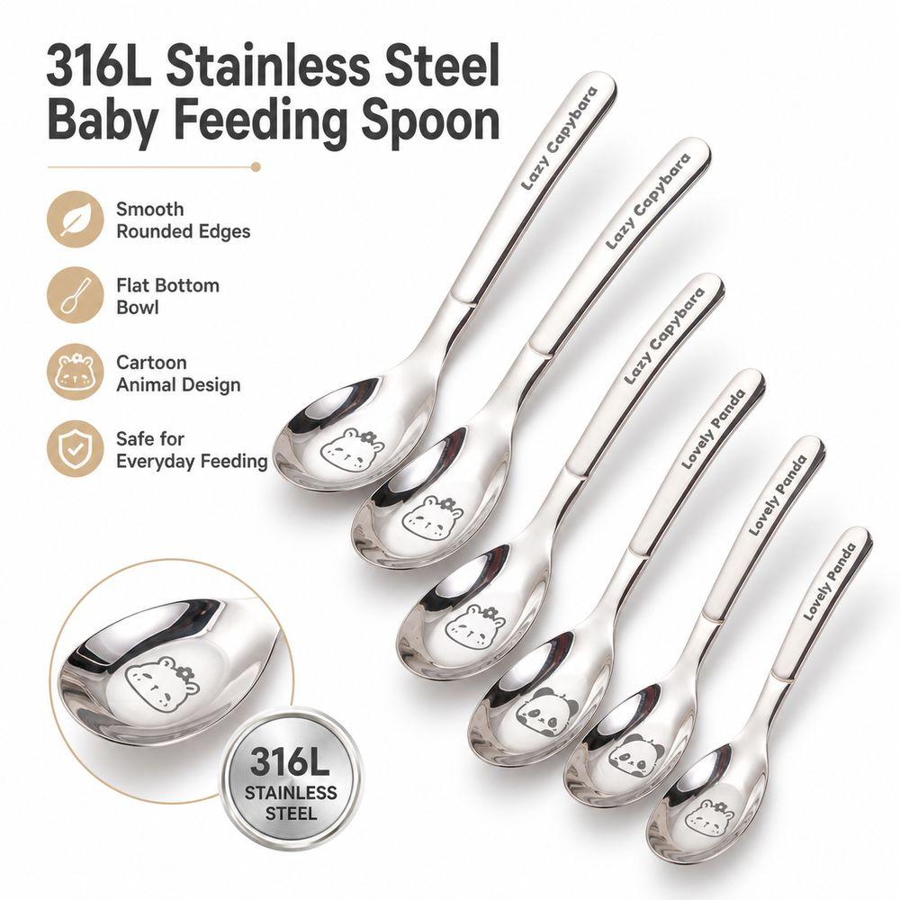 316 Stainless Steel Baby Feeding Spoon Children's Eating Spoon Toddler Mealtimes