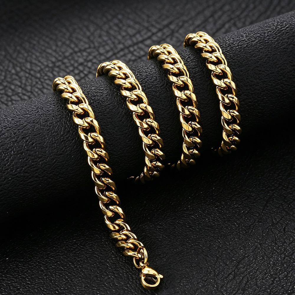 8mm Cuban Link Chain Men Women Waterproof Non-Tarnish Hypoallergenic Silver 18K Gold Filled 316L Stainless Steel Chain Necklace