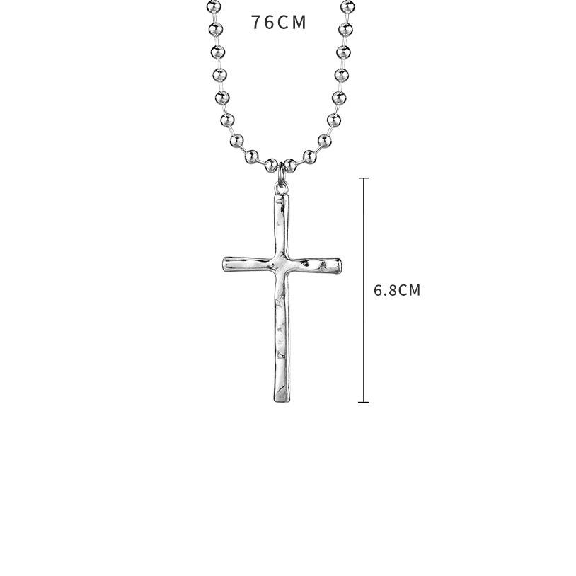Beaded Chain Cross Pendant Necklace