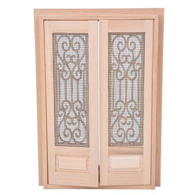 1:12 Scale Dollhouse Furniture DIY Mini Unpainted Wood Double Door Accessory DecorationDouble Door