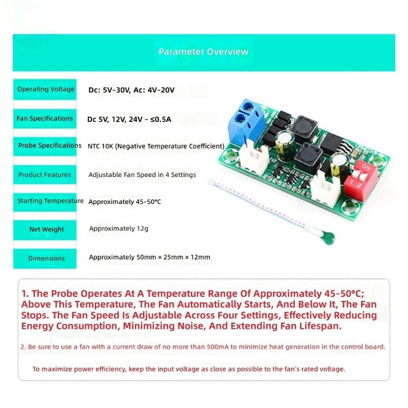 Electronic Fan Speed Regulator Module 5V 12V 24V Output Adjustable For PC And LED Lighting