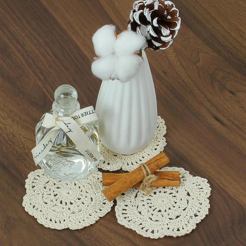 1pcs Woven Hollow Out Coaster, Modern Polyester Drink Coaster For Home,Solid Color Coasters For Insulation, Kitchen, Dining Room, Bedroom