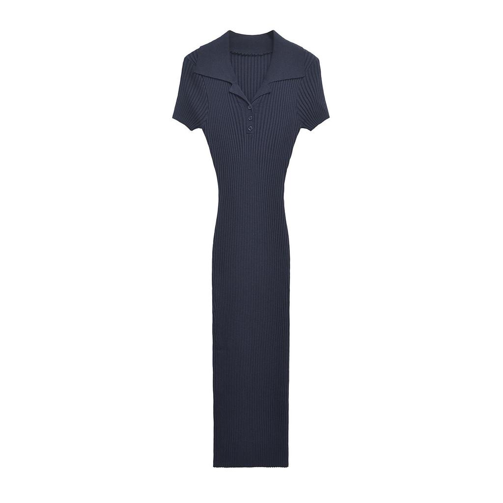ZARZ Women's Classic Ribbed Knit Long Dress - European & American Style